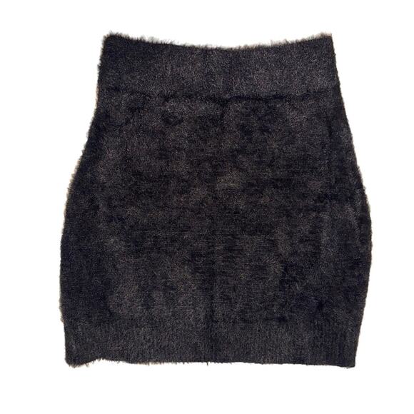 NWT GCDS Crystal Logo Brushed Fuzzy Black Mini Skirt MEDIUM - Picture 4 of 9